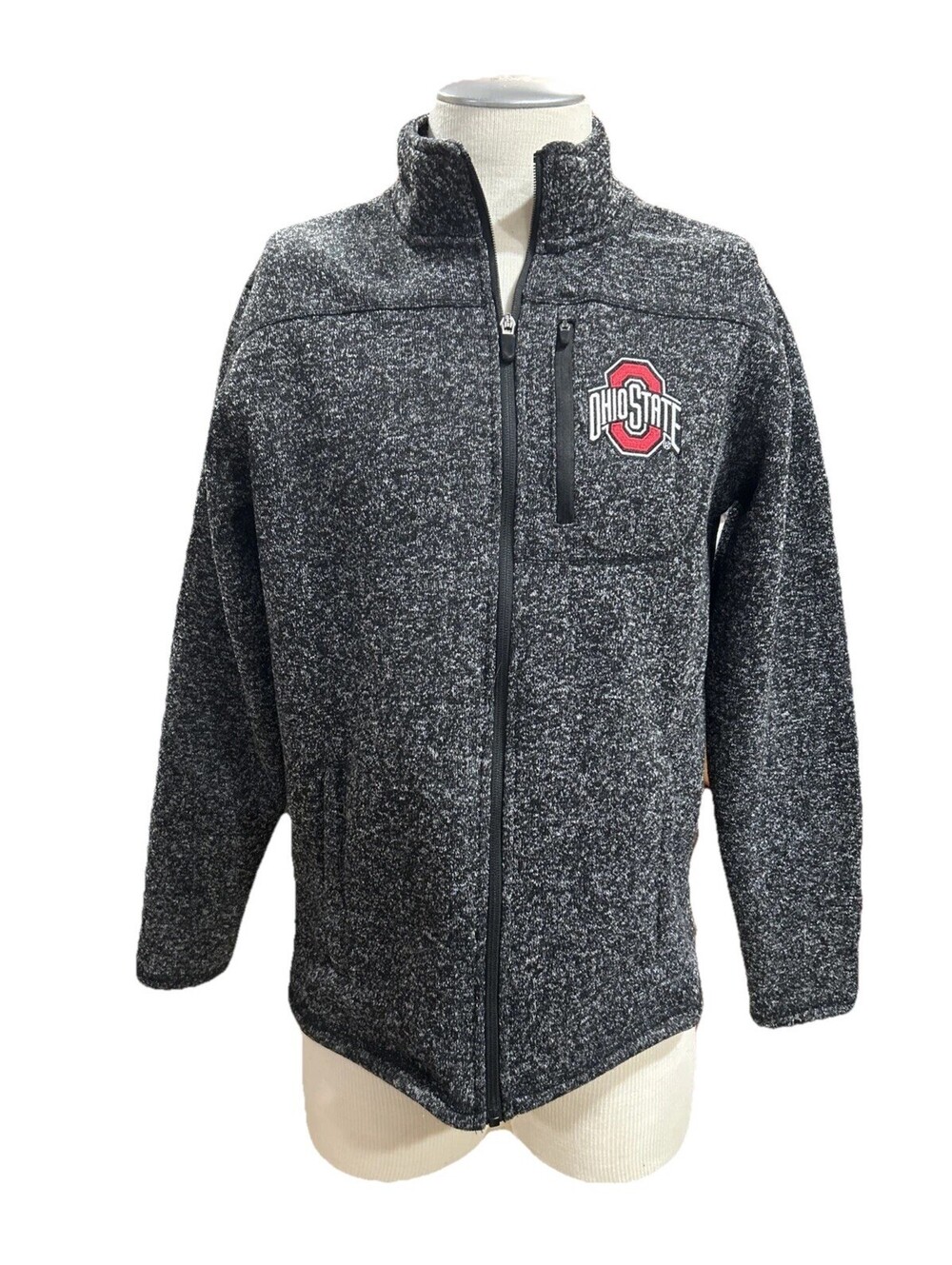 Varsity Ohio State Buckeyes Men’s Jacket L Charcoal Black Full Zip Sweater